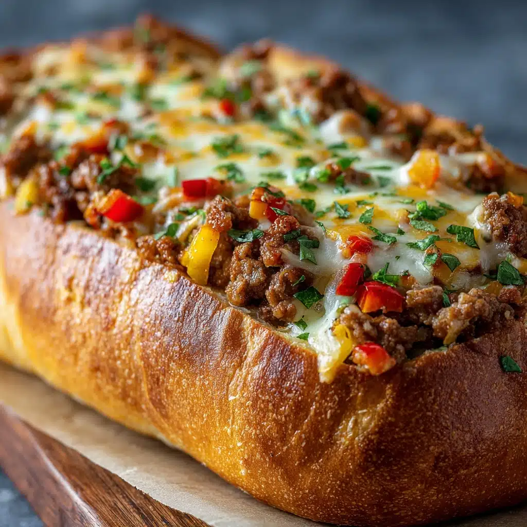 Cheesesteak-Stuffed Garlic Bread Recipe - Recipe Image