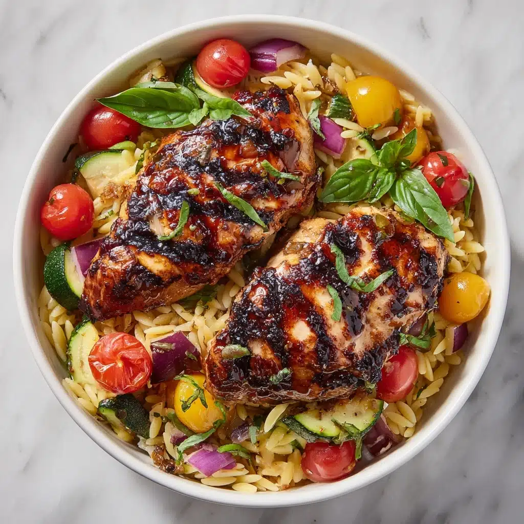 Easy Balsamic Chicken & Veggie Orzo Recipe - Recipe Image