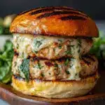 White Cheddar Spinach Chicken Burgers Recipe
