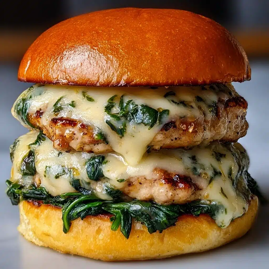 White Cheddar Spinach Chicken Burgers Recipe - Recipe Image