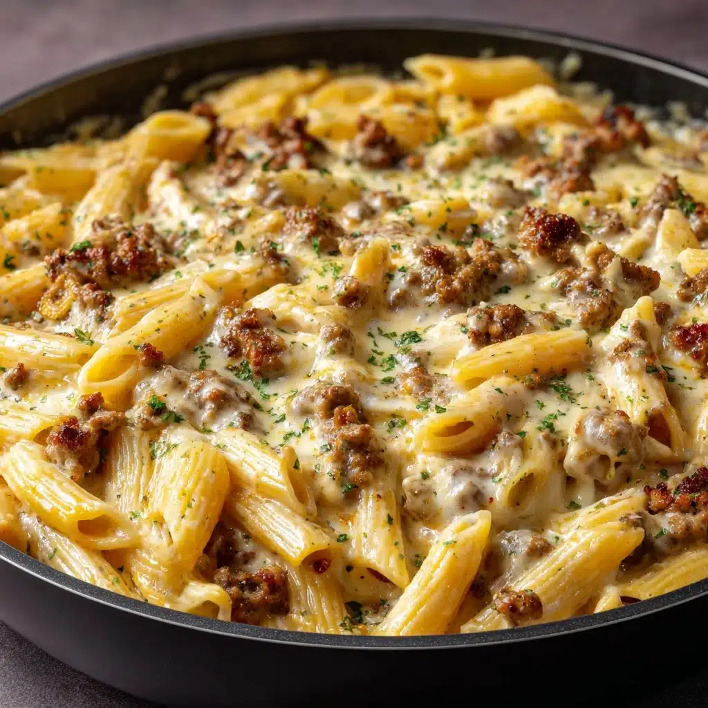 Cheesy Ground Beef Pasta Skillet Recipe - Recipe Image