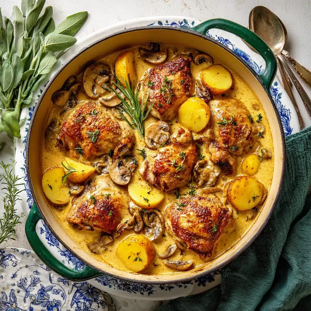 Herb Roasted Chicken in Creamy White Wine Sauce Recipe - Recipe Image