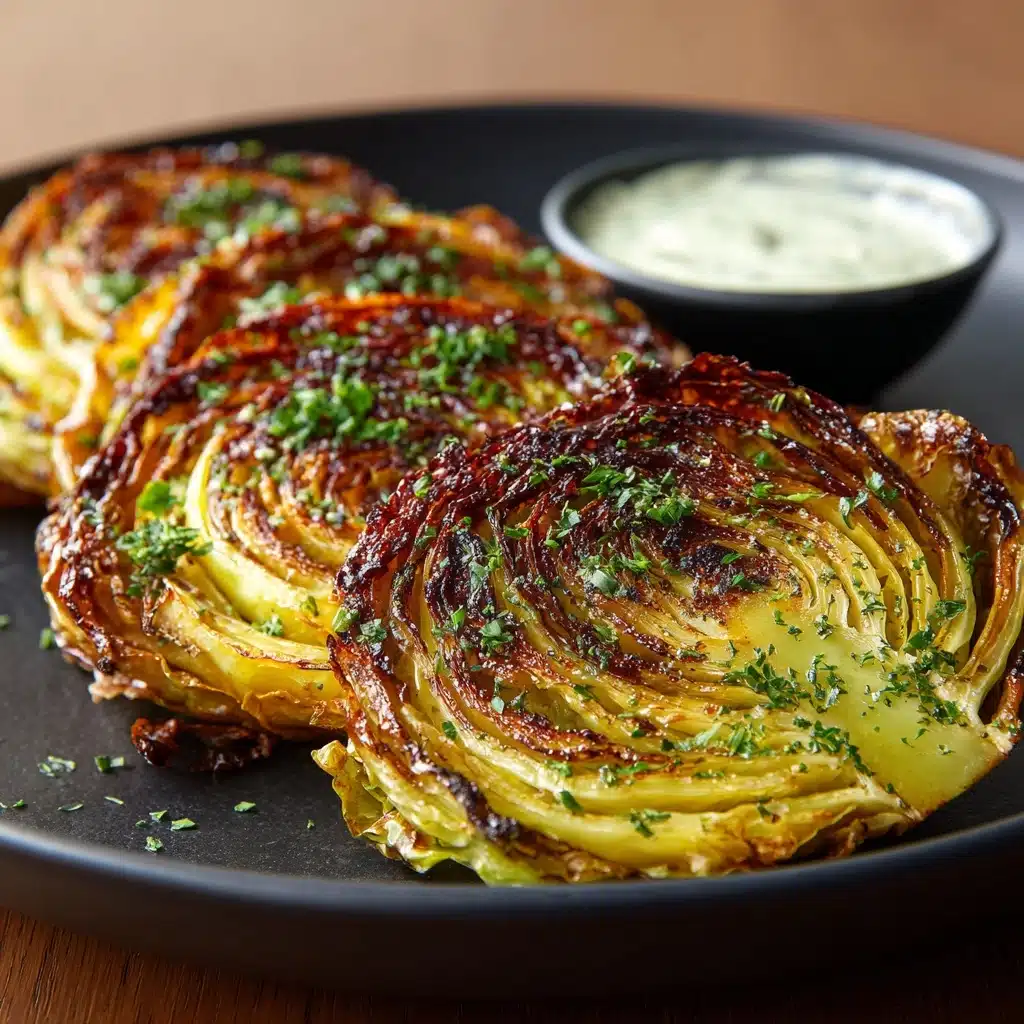 Oven Roasted Garlic Cabbage Steaks Recipe - Recipe Image