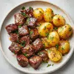Garlic Steak Bites and Potatoes Recipe