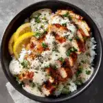 Chicken & Rice Bowls with Creamy Garlic Sauce Recipe