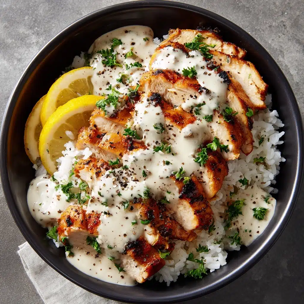 Chicken & Rice Bowls with Creamy Garlic Sauce Recipe