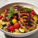 Easy Balsamic Chicken & Veggie Orzo Recipe