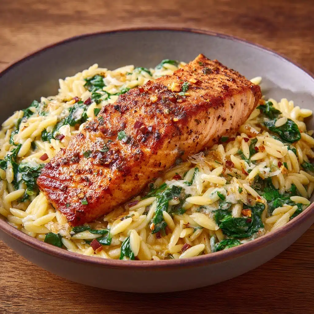 One Skillet Salmon with Lemon Orzo Recipe - Recipe Image