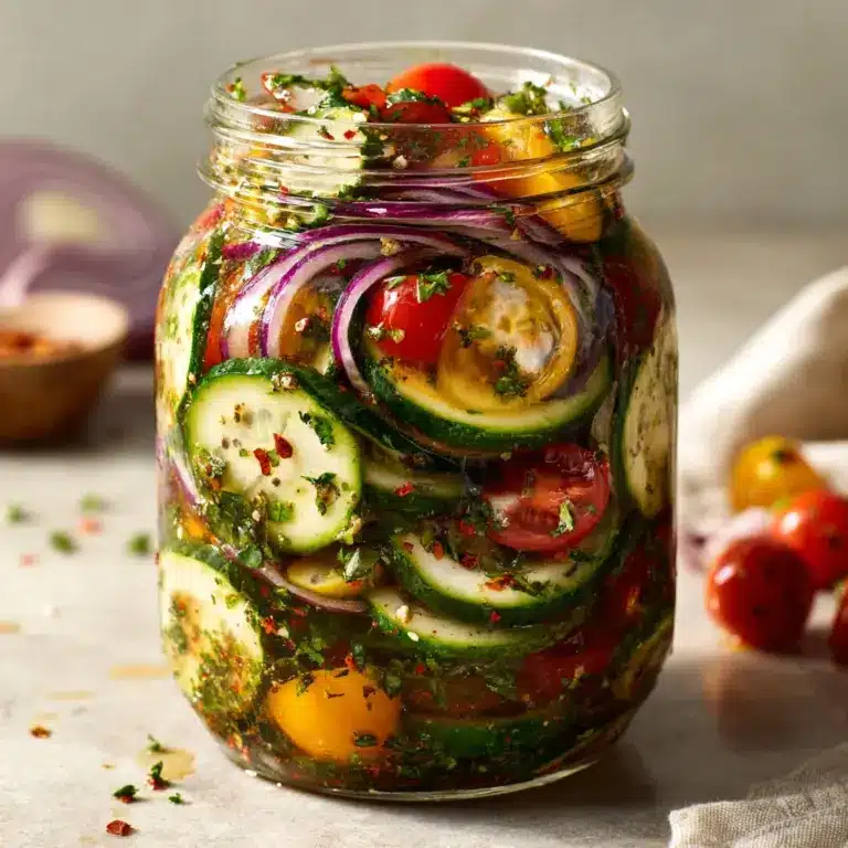 Marinated Cucumbers, Onions, and Tomatoes Recipe