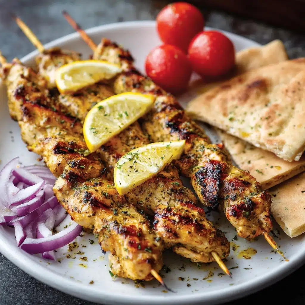Greek Chicken Souvlaki recipe (Skewers) with Tzatziki Recipe - Recipe Image