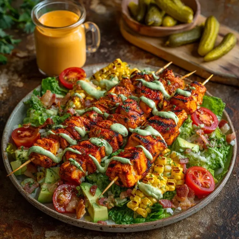 Chopped Honey Buffalo Chicken Skewer Salad Recipe