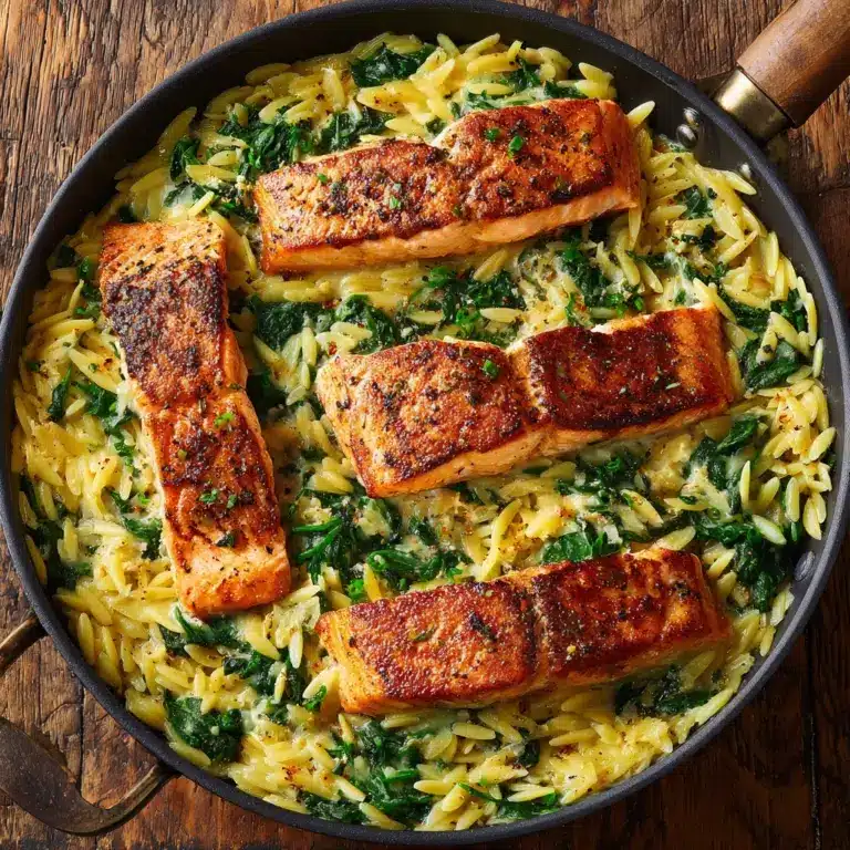 One Skillet Salmon with Lemon Orzo Recipe