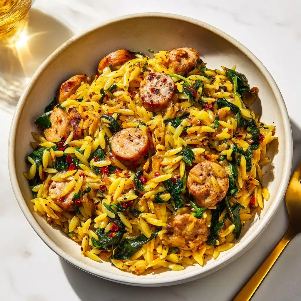 Creamy Chicken Sausage Orzo Skillet Recipe - Recipe Image
