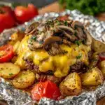 Mushroom and Swiss Burger Foil Packets Recipe