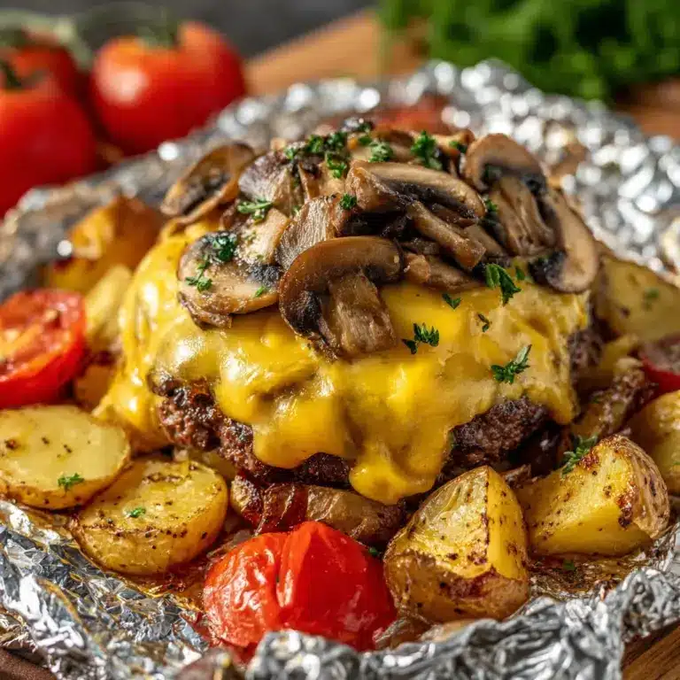 Mushroom and Swiss Burger Foil Packets Recipe