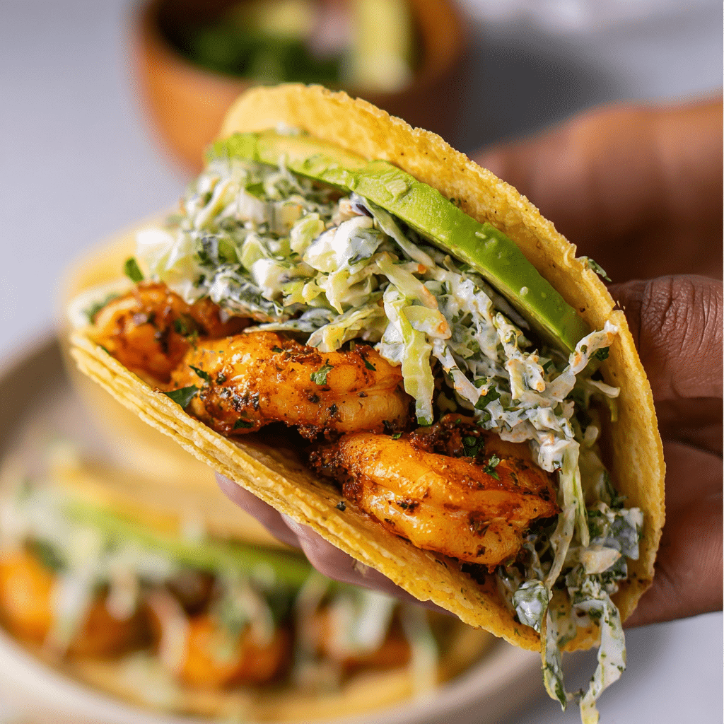 Cilantro Lime Shrimp Tacos with Creamy Slaw Recipe - Recipe Image