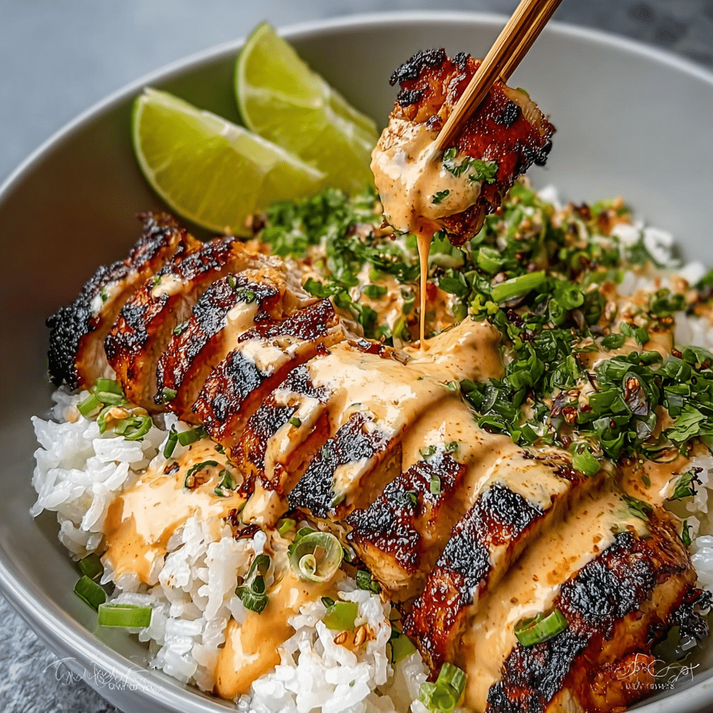 Sweet Chili Chicken Bowl with Coconut Lime Drizzle Recipe - Recipe Image