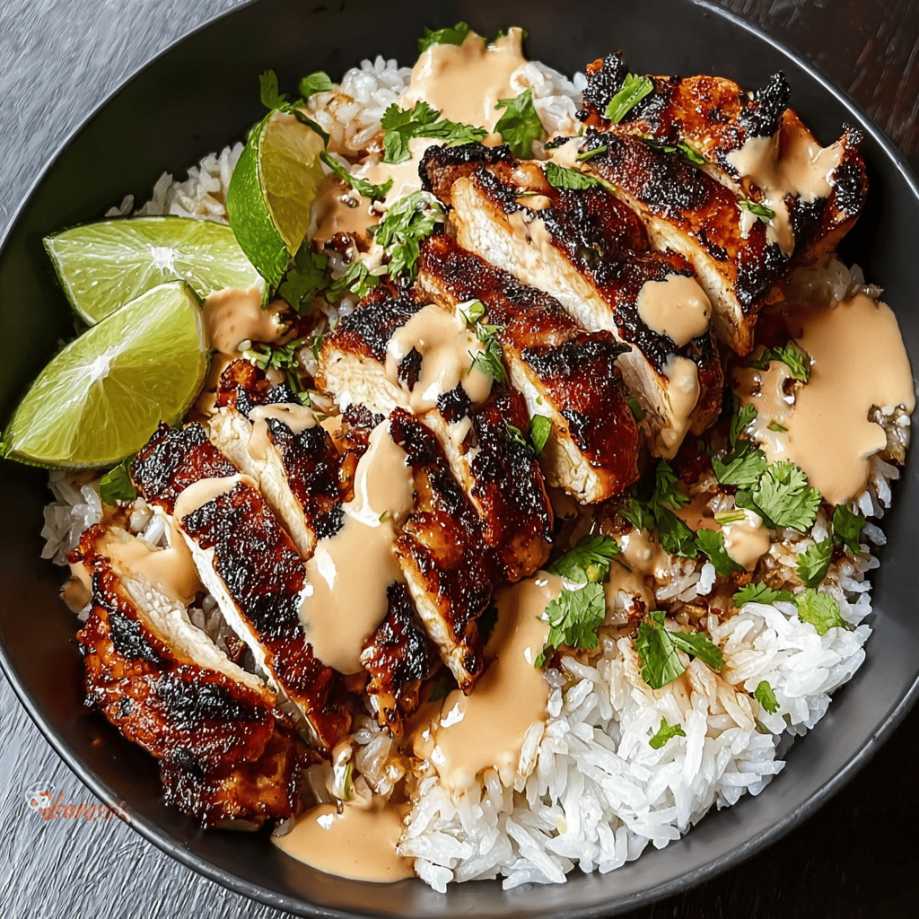 Sweet Chili Chicken Bowl with Coconut Lime Drizzle Recipe - Recipe Image