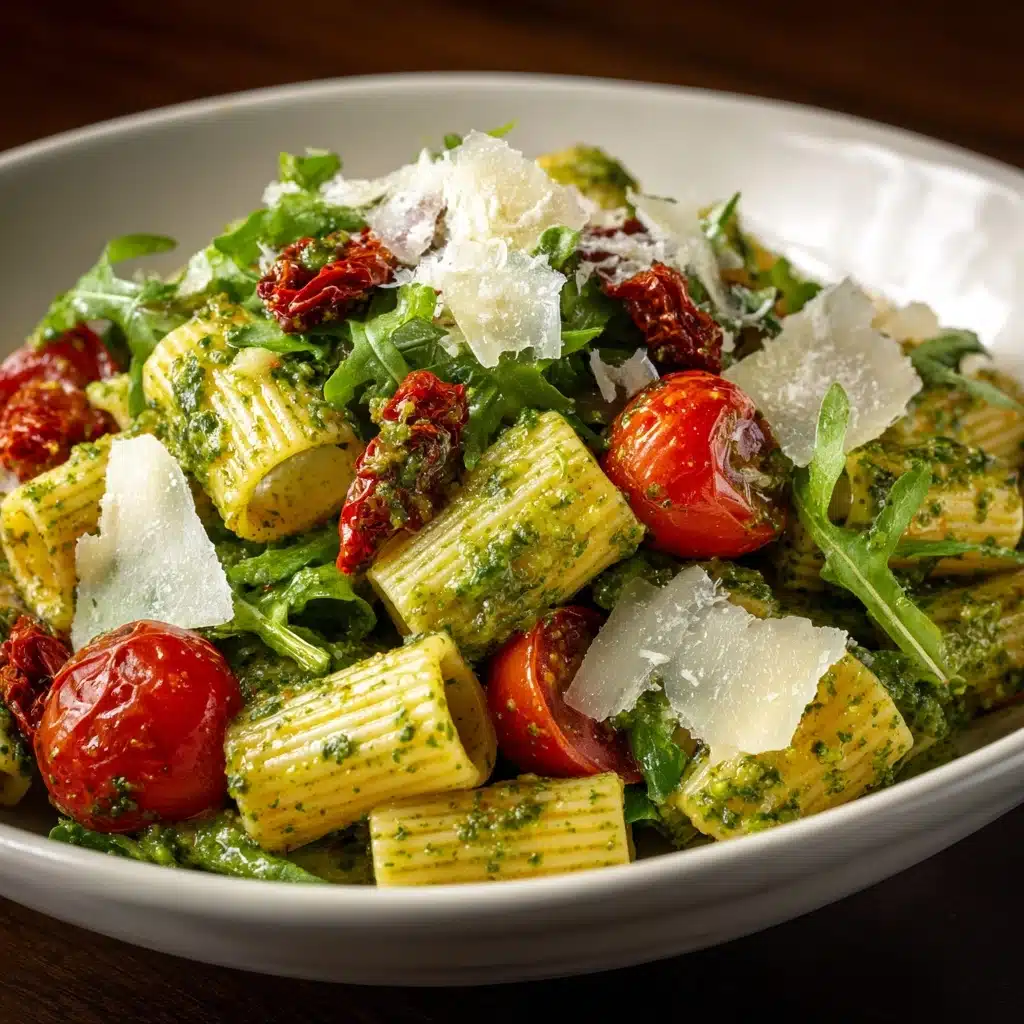 Pesto Rigatoni Pasta Salad with Parmesan Recipe - Recipe Image
