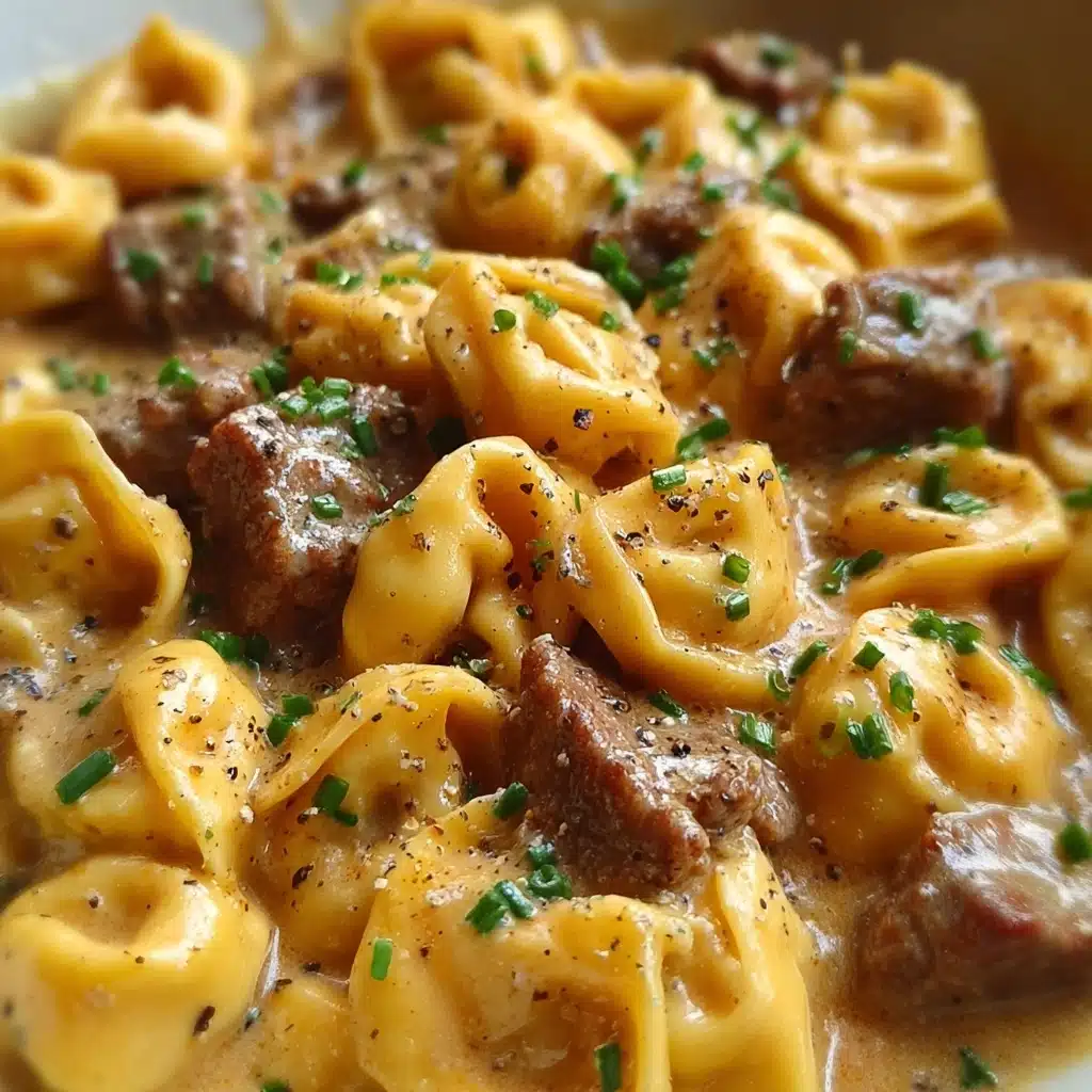 Cheesesteak Tortellini in Creamy Provolone Sauce Recipe - Recipe Image