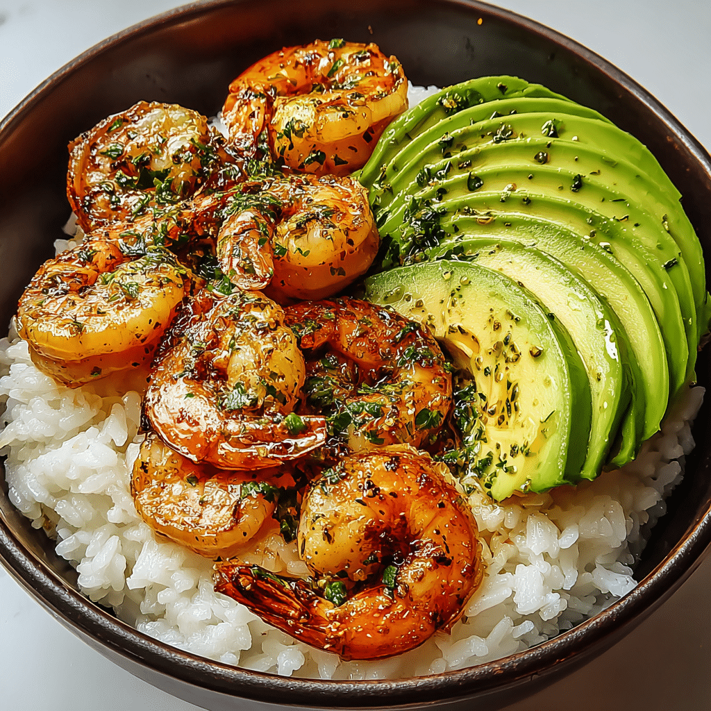 Spicy Shrimp and Avocado Rice Bowl Recipe - Recipe Image