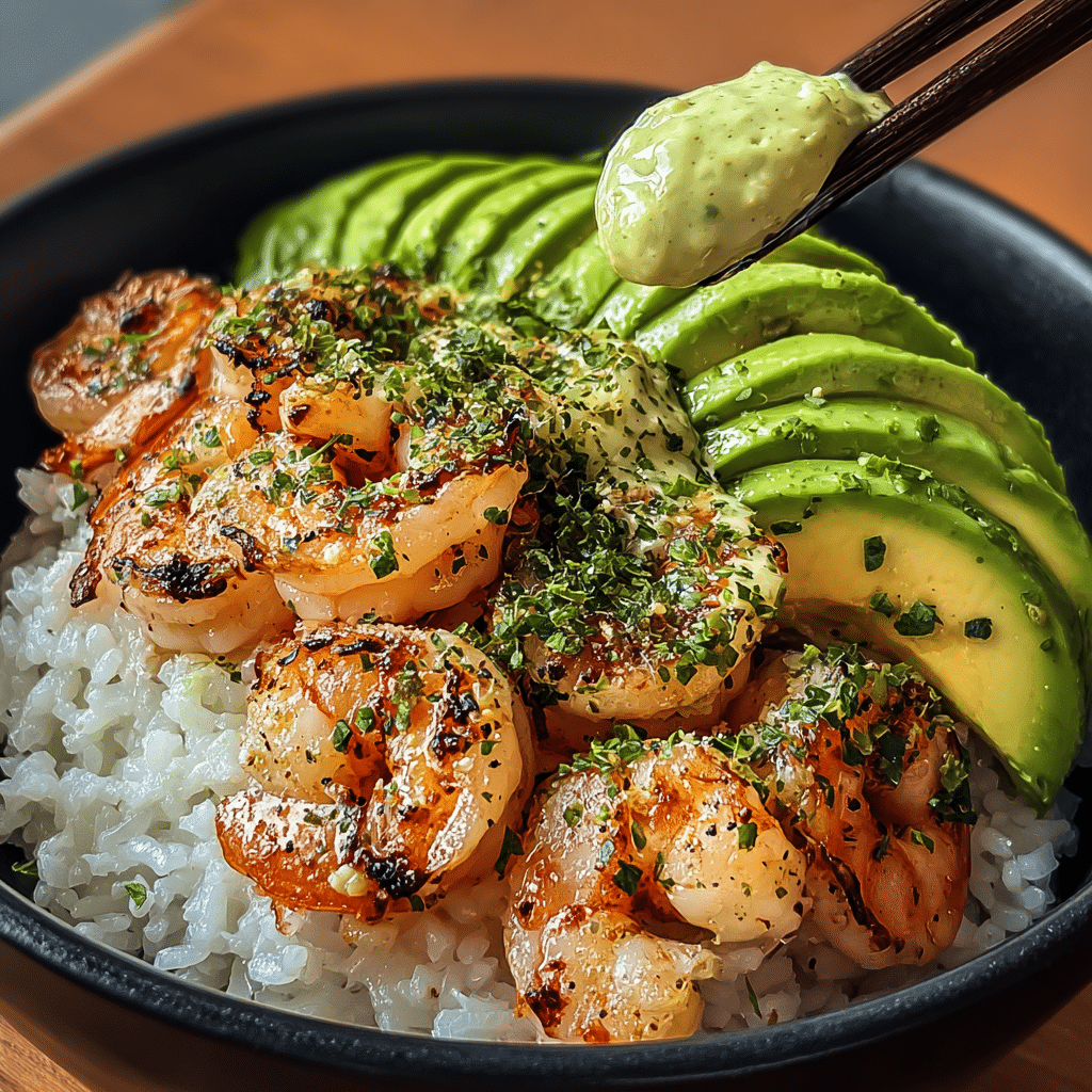 Spicy Shrimp and Avocado Rice Bowl Recipe - Recipe Image
