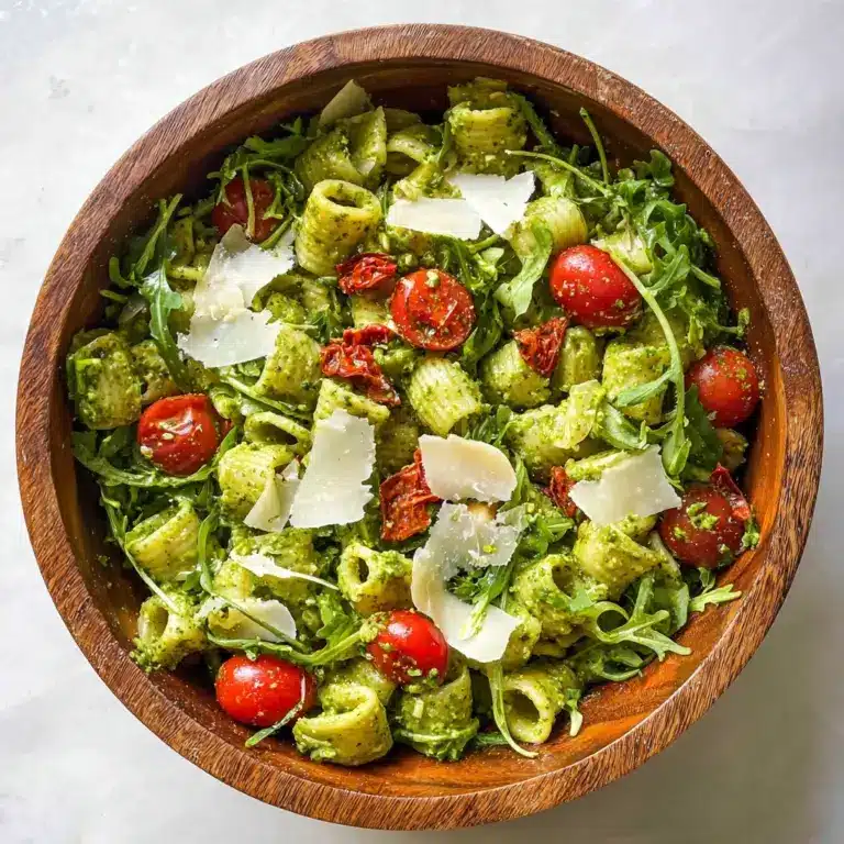 Pesto Rigatoni Pasta Salad with Parmesan Recipe