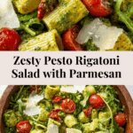 Pesto Rigatoni Pasta Salad with Parmesan Recipe