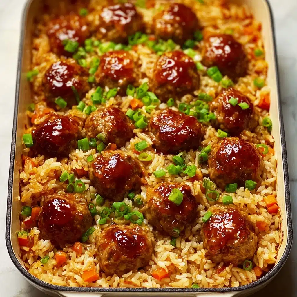 Honey Garlic Meatball Rice Bake Recipe - Recipe Image