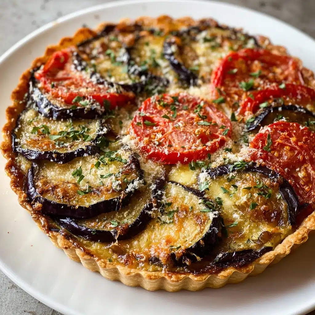 Summer Eggplant Tomato Onion Pie Recipe - Recipe Image