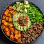 Spicy Ground Beef & Sweet Potato Protein Bowl Recipe