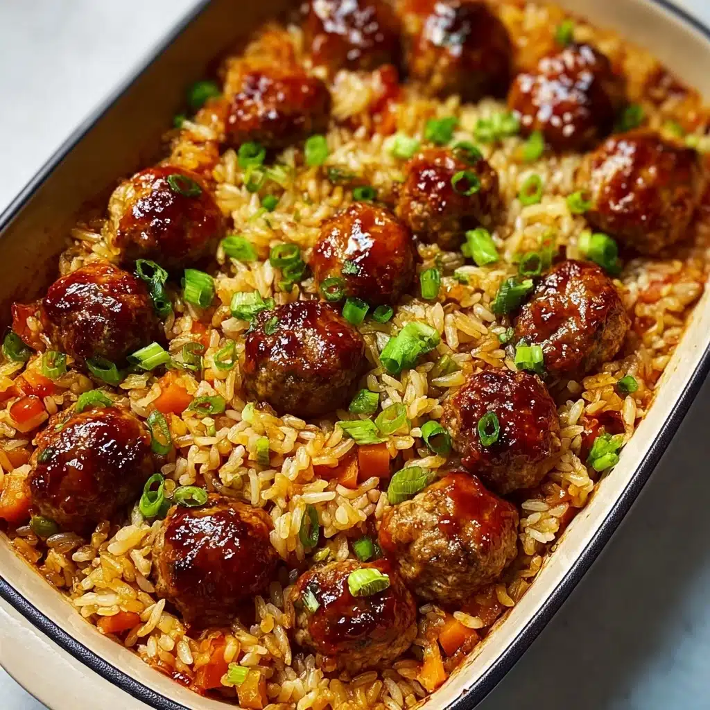 Honey Garlic Meatball Rice Bake Recipe - Recipe Image