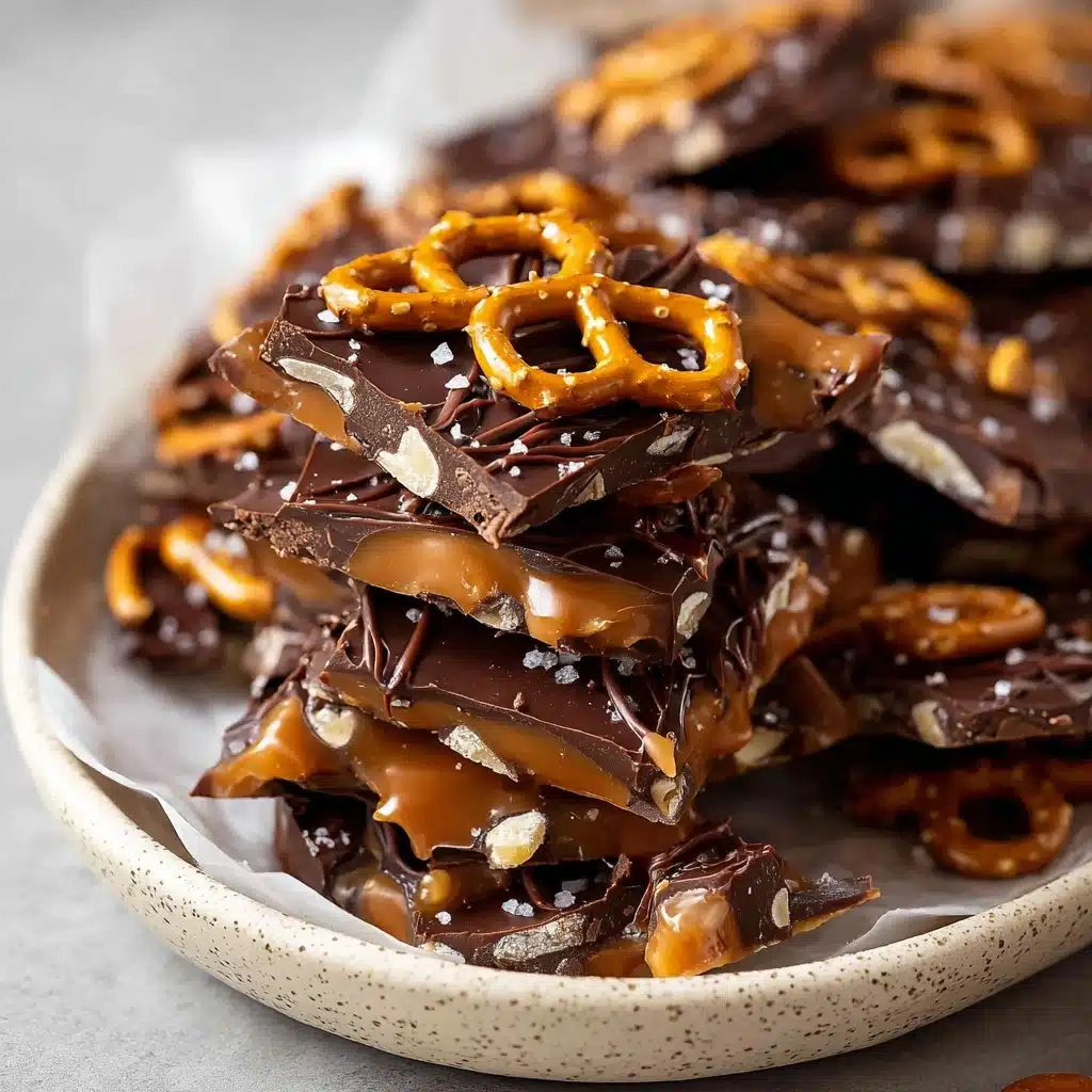 Chocolate Salted Caramel Pretzel Bark Recipe - Recipe Image