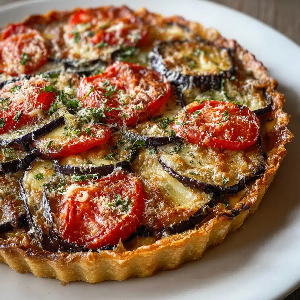 Summer Eggplant Tomato Onion Pie Recipe