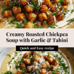 Creamy Roasted Chickpea Soup with Garlic and Tahini Recipe
