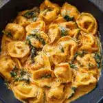 Tortelloni with Creamy Tomato Sauce and Spinach Recipe