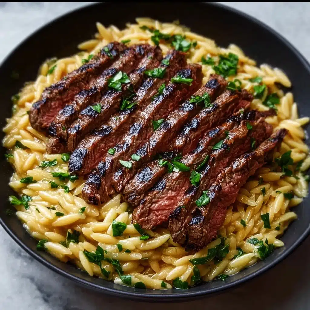 Flank Steak with Creamy Orzo Recipe - Recipe Image