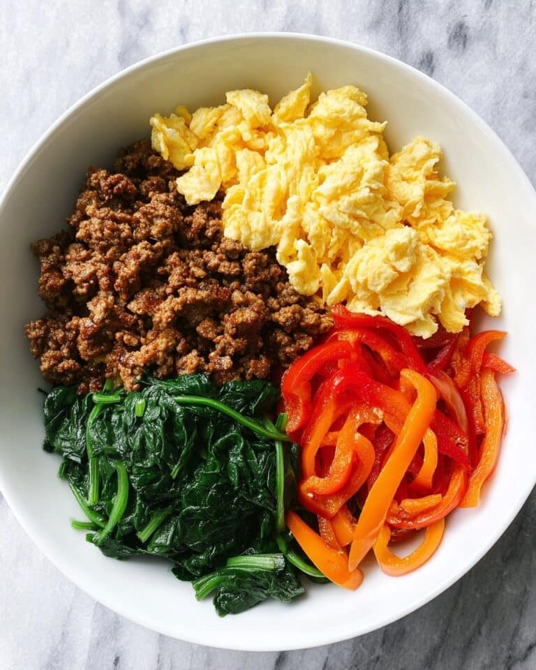 Keto Breakfast Bowl with Sausage, Eggs, and Veggies Recipe