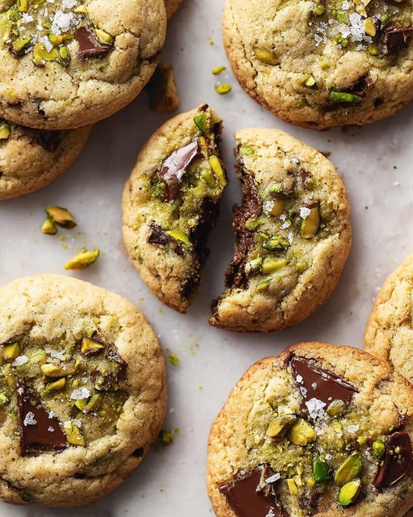 Pistachio Cream Stuffed Chocolate Chip Cookies Recipe