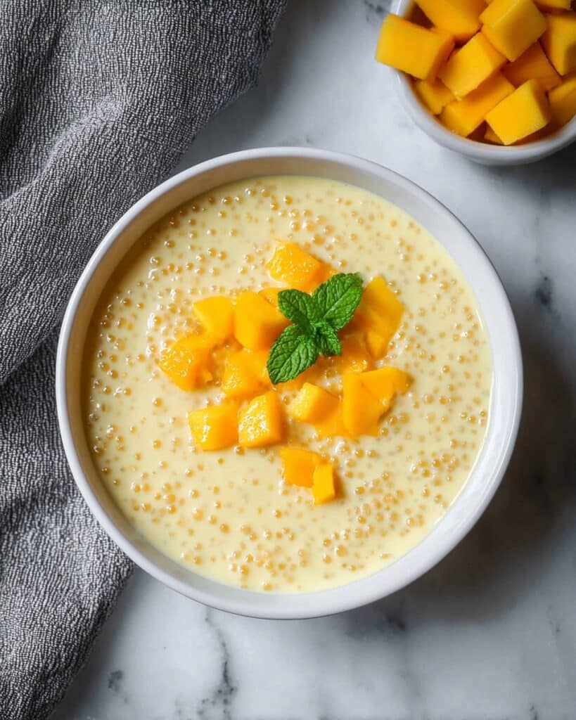 Creamy Mango Sago with Coconut Milk and Tapioca Pearls Recipe