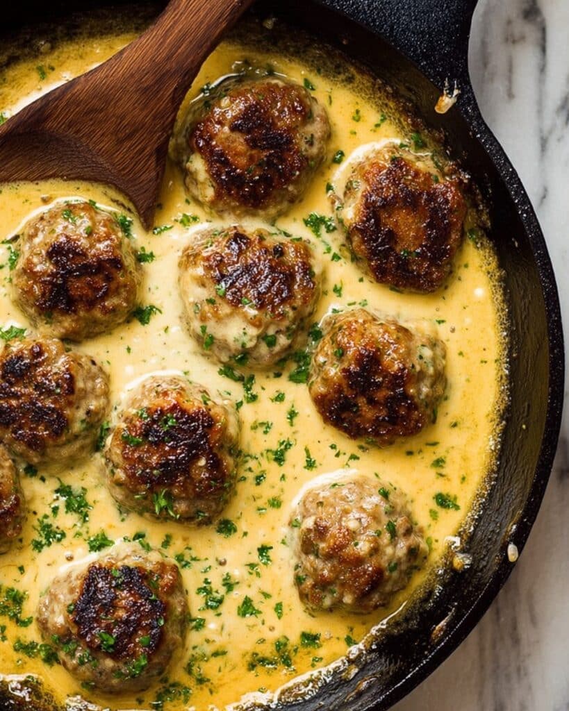 Keto Turkey Meatballs in Creamy Parmesan Sauce Recipe