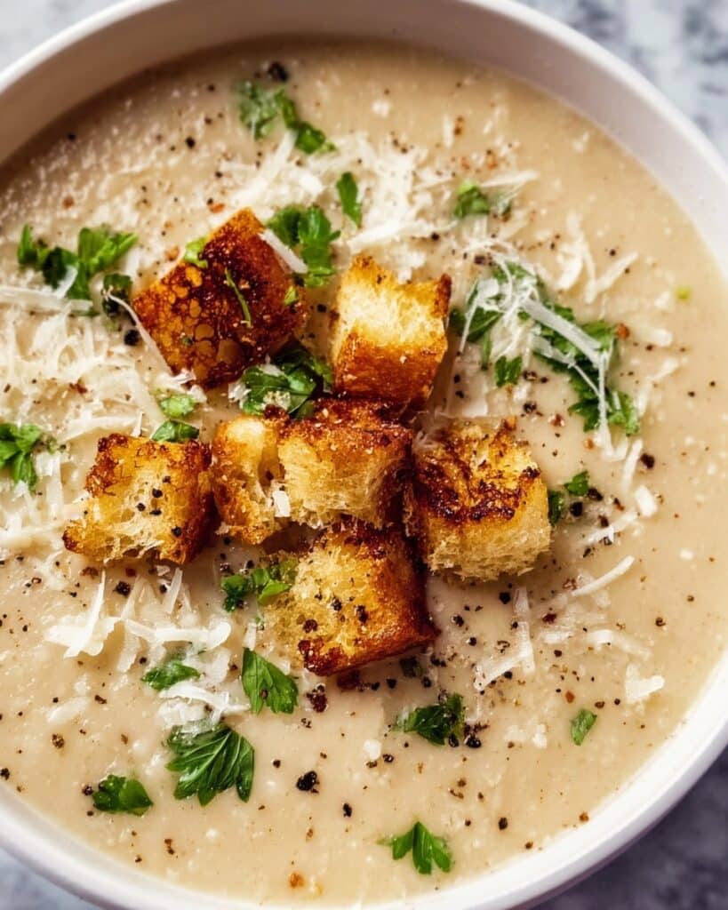 Classic Roasted Garlic Soup with Parmesan and Cream Recipe