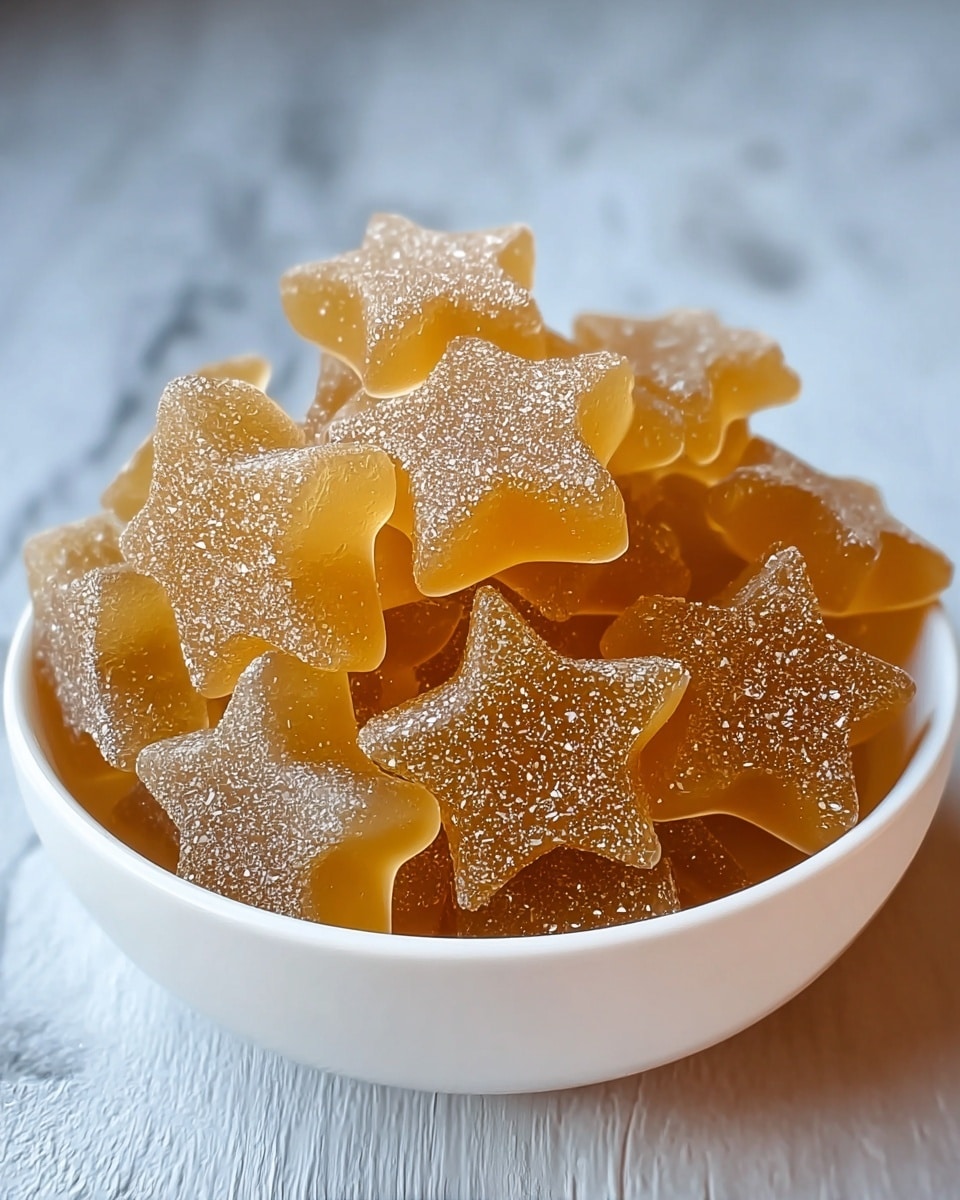 A close-up image of a white bowl filled with many square-shaped gummy candies stacked in layers, each gummy has a translucent light brown to beige color with a shiny texture and sugar crystals on the surface. The bowl is placed on a white marbled surface, and the candies look soft and chewy, catching light to show a slight gloss. photo taken with an iphone --ar 4:5 --v 7