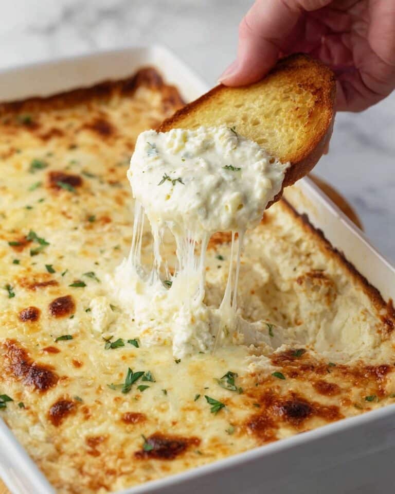 Garlic Bread Dip with Roasted Garlic, Mozzarella, and Parmesan Recipe