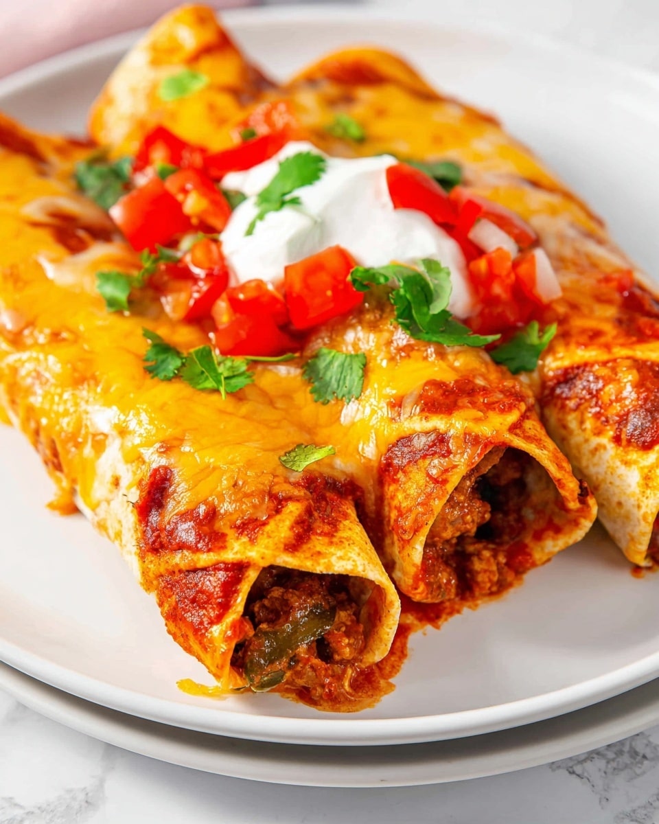 A white rectangular dish filled with baked enchiladas having three visible layers: a bottom layer of dark black beans, a middle layer of soft rolled tortillas covered in a bright red sauce, and a top thick layer of melted yellow and white cheese with some chopped green herbs scattered around. The enchiladas are garnished with a few halved red cherry tomatoes in the center. A woman's hand is lifting one enchilada with a gray spatula, showing the gooey, stretchy melted cheese between the layers. The dish rests on a wooden board, with white plates and a gold fork blurred in the background on a white marbled surface. Photo taken with an iphone --ar 4:5 --v 7
