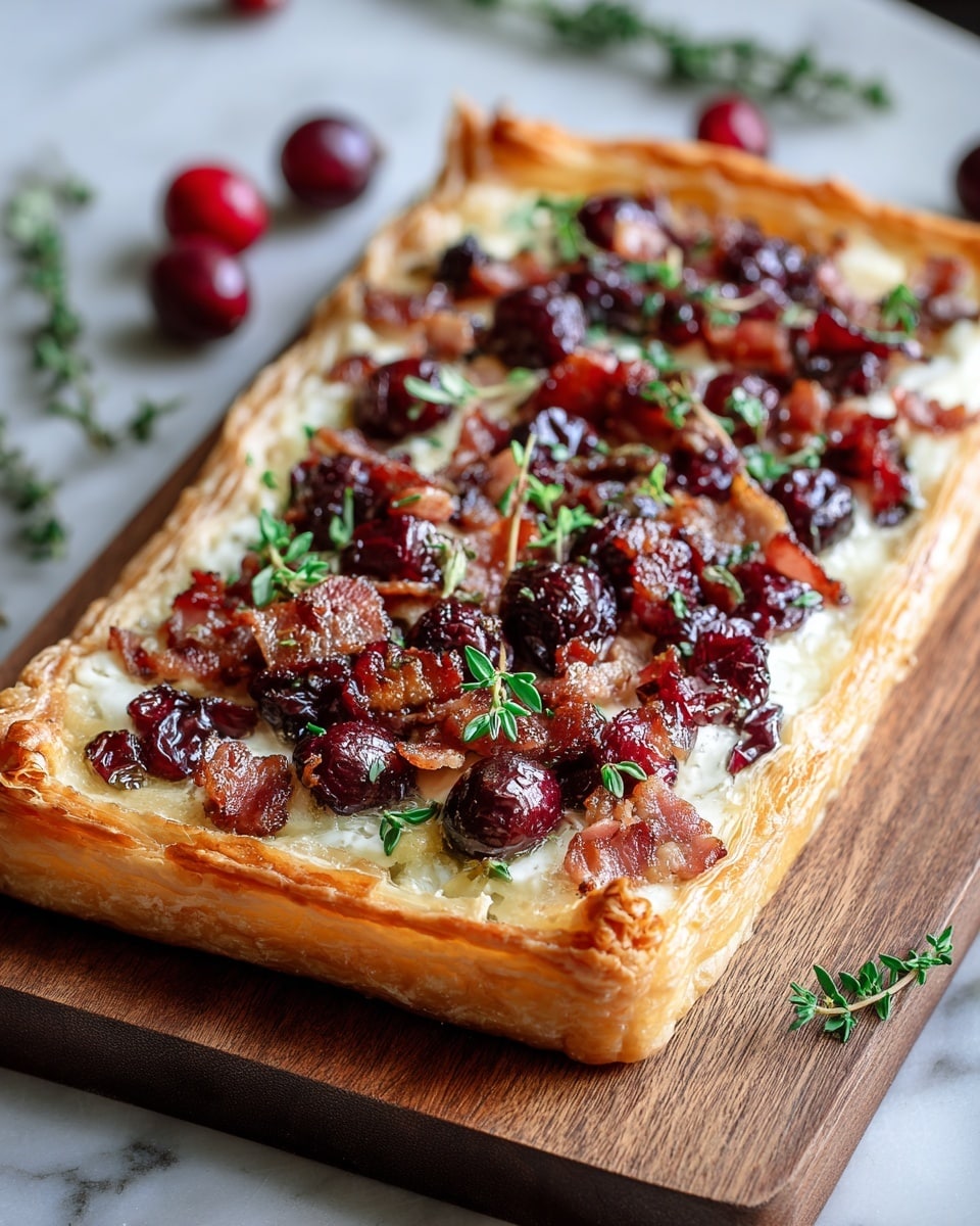 Cranberry Brie Tart with Pancetta & Thyme - Festive & Delicious