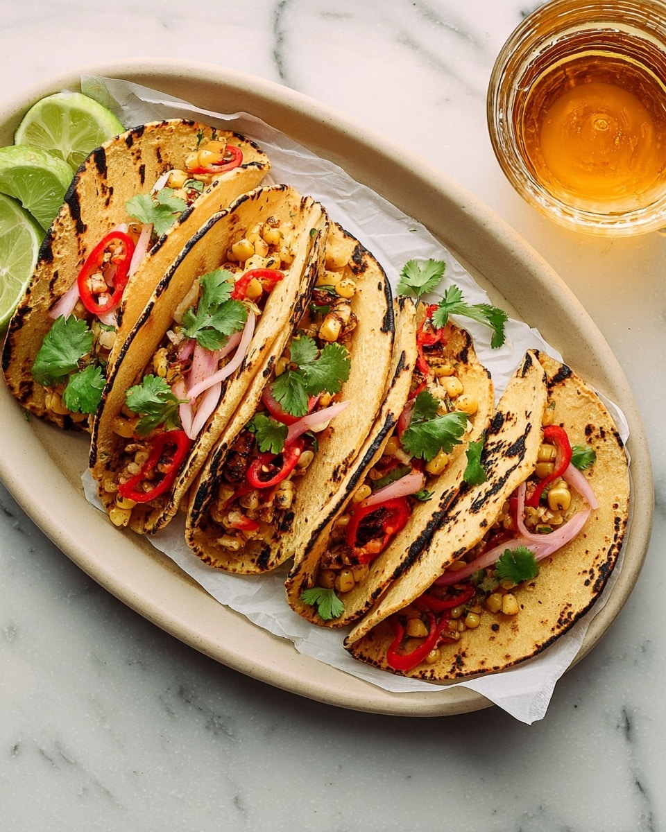 Tempeh Tacos with Pickled Vegetables and Avocado Cream Recipe