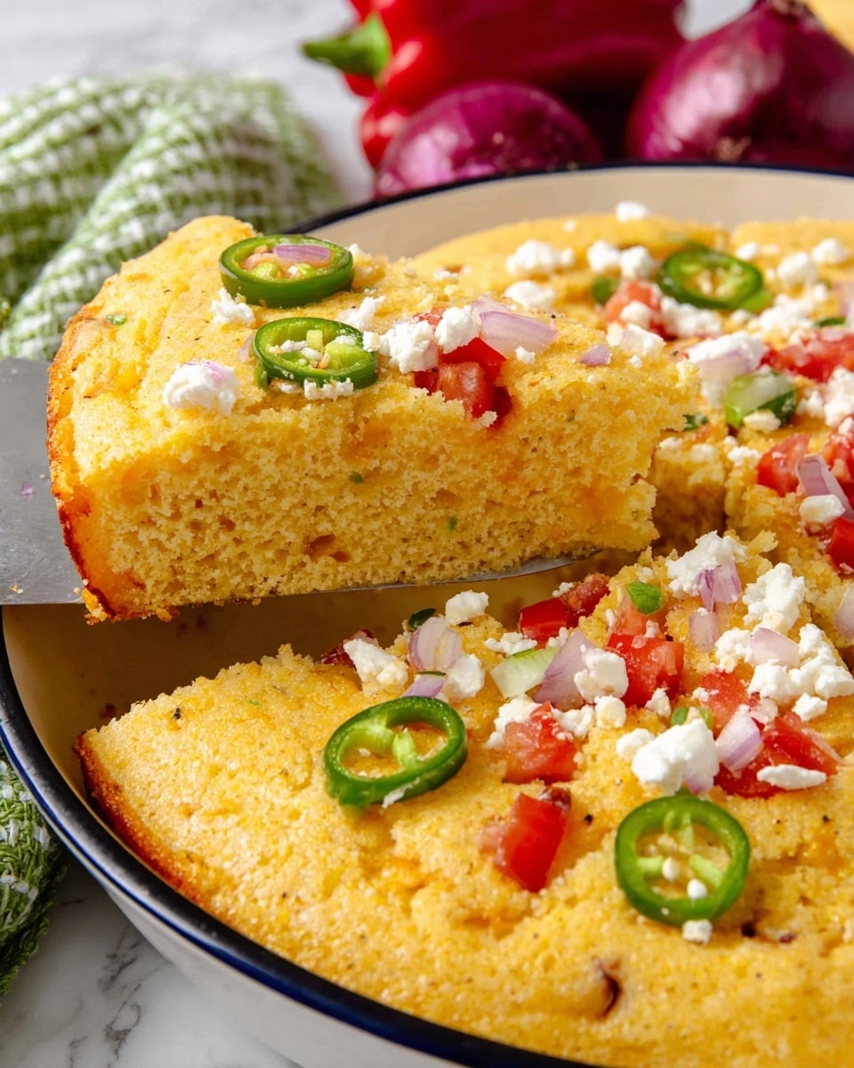 Cheddar Cast Iron Skillet Cornbread with Veggies Recipe