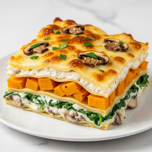 Invisible Butternut Squash Spinach Mushroom Lasagna Recipe