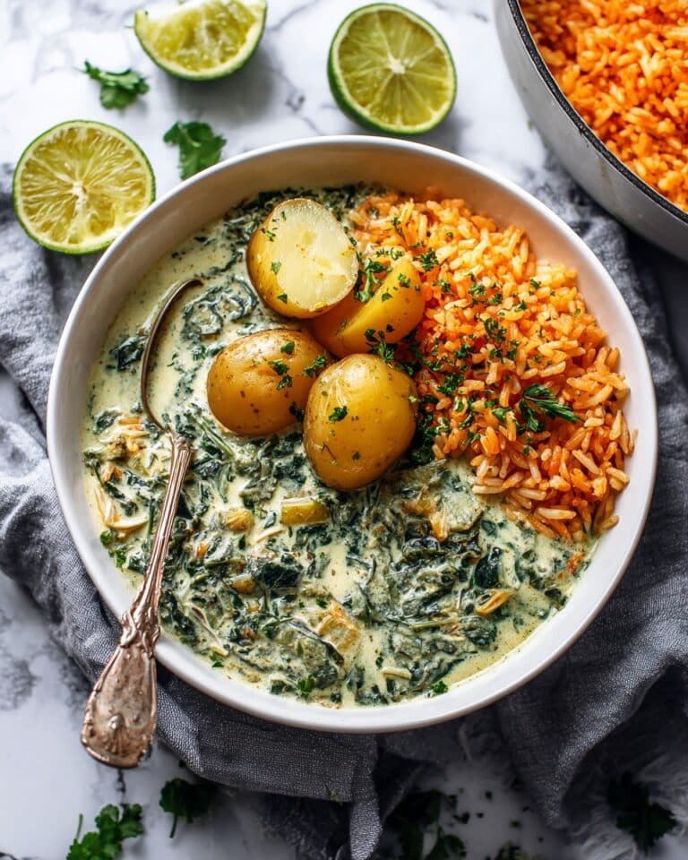 Creamy Poblano Potato Soup with Spicy Soyrizo Rice Recipe